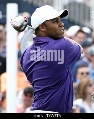 Harold Varner lll-stücke weg auf der ersten Bohrung von der letzten Runde der PGA Championship auf der schwarzen Kurs am Bethpage State Park in Farmingdale, New York am 19. Mai 2019. . Foto von Peter Foley/UPI Stockfoto