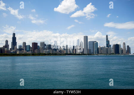 Chicago Skyline der Stadt und den Lake Michigan waterfront Chicago IL USA Stockfoto