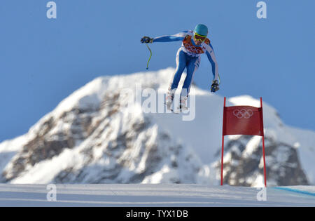 Italiens Christof Innerhofer konkurriert in der Männer super am Sotschi Winterspiele 2014 am 14. Februar in Krasnaja Poljana, Russland 2014 kombiniert. Innerhofer ging auf Bronze zu gewinnen. UPI/Kevin Dietsch Stockfoto