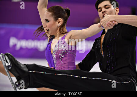 Adel Tankova und Ronald Zilberberg Israel konkurrieren in Eis tanzen kurzes Programm Ereignis während der PYEONGCHANG 2018 Winter Olympics, an der Gangneung Ice Arena in Tainan, Südkorea, am 19. Februar 2018. Foto von Richard Ellis/UPI Stockfoto