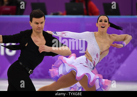 Charlene Guignard und Marco Fabbri Italien konkurrieren in Eis tanzen kurzes Programm Ereignis während der PYEONGCHANG 2018 Winter Olympics, an der Gangneung Ice Arena in Tainan, Südkorea, am 19. Februar 2018. Foto von Richard Ellis/UPI Stockfoto