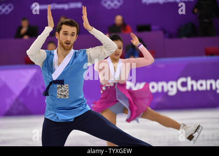 Yura Min. und Alexander Gamelin von Korea konkurrieren in Eis tanzen Freier Tanz Veranstaltung finale während der PYEONGCHANG 2018 Winter Olympics, an der Gangneung Ice Arena in Tainan, Südkorea, am 20. Februar 2018. Foto von Richard Ellis/UPI Stockfoto