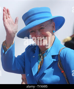 Königin Margrethe II. von Dänemark kommt am Sword Beach in Thann die internationale Zeremonie zum Gedenken an den 70. Jahrestag des D-Day Landungen in der Normandie in Frankreich am 6. Juni 2014 zu besuchen. UPI/David Silpa Stockfoto