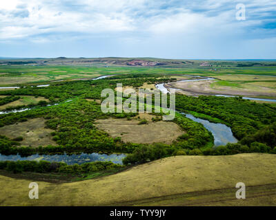 Hulunbuir Bayan Hushuo mongolische Stämme in Feuchtgebieten, der Inneren Mongolei Stockfoto