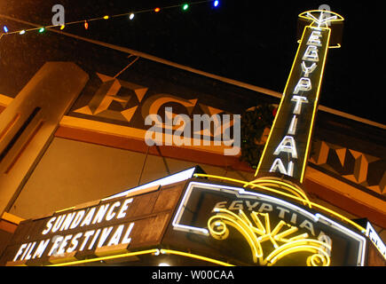 Das Ägyptische Theater an der Hauptstraße wird dargestellt, während des Sundance Film Festival in Park City, Utah am 20. Januar 2008. (UPI Foto/Alexis C Glenn) Stockfoto