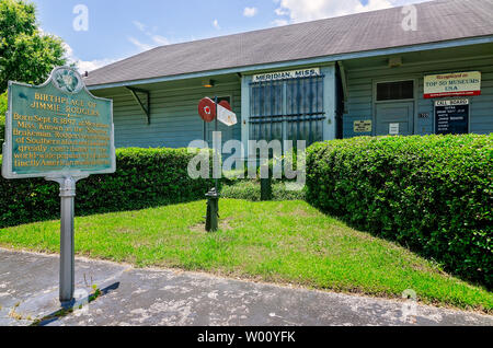 Eine historische Stift Markierungen der Geburtsort des Blues Musiker Jimmie Rodgers, 22. Juni 2019, in Meridian, Mississippi. Stockfoto