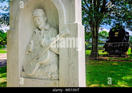 Eine historische Stift Markierungen der Geburtsort des Blues Musiker Jimmie Rodgers, 23. Juni 2019, in Meridian, Mississippi. Stockfoto