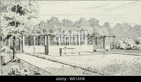 Archiv Bild von Seite 72 der Gartenkunst (1899). Gartenkunst diegartenkunst 12 5 Jahr sterben: 1899 Fr. Scherer: Studie zur Umgestaltung des Bismarckgartens in Heidelberg. Ansicht aus der Vogeischau. als Rosenlauben hergestellt werden können, versehen. Zur Zeit der Rosenblüte wird of this Gartenteil sicher eine sroßc Anziehungskraft für die Besucher bilden. Den Abschluß bildet ein / Norden mit 2 bis 3 m hohen Hecke umschlossener Raum, dessen Mitte ein regelmäßiges Wasserbecken mit springstrahl ein-nimmt (vergl. Siehe Abb. S. 40). Zum beschaulichen Ruhen wird of this Raum mit dem Lei Stockfoto