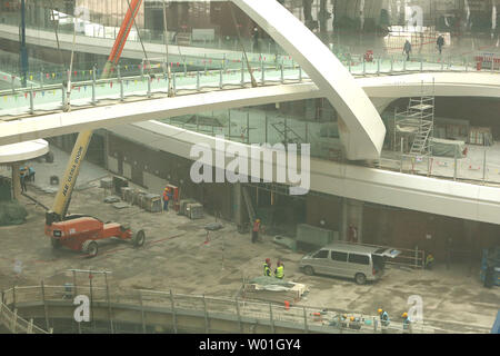 Engineering Konstruktion weiter auf dem Hauptterminal von Pekings neue Daxing Internationalen Flughafen außerhalb von Peking am 1. März, 2019. Im September zu öffnen, werden voraussichtlich größten Flughafen der Welt nach der Fertigstellung zu sein. Foto von Stephen Rasierer/UPI Stockfoto