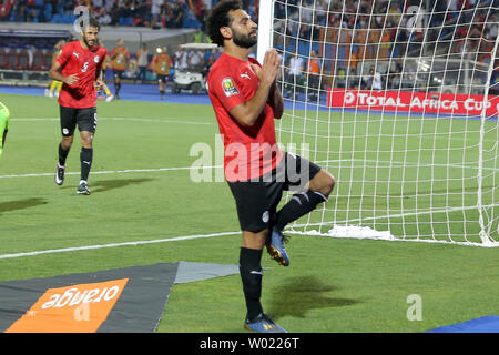 Kairo, Ägypten. 26 Juni, 2019. Mohamed Salah Mahrous Ghaly in Ägypten feiert sein Ziel während der 2019 Afrika Cup der Nationen ein Match zwischen Ägypten und der Demokratischen Republik Kongo in Kairo, Ägypten, am 26. Juni 2019. Credit: Ahmed Gomaa/Xinhua/Alamy leben Nachrichten Stockfoto