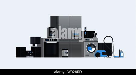 Verschiedene Haushaltsgeräte Elektrische Hausausstattung Sammlung waagrechten eingestellt Stock Vektor