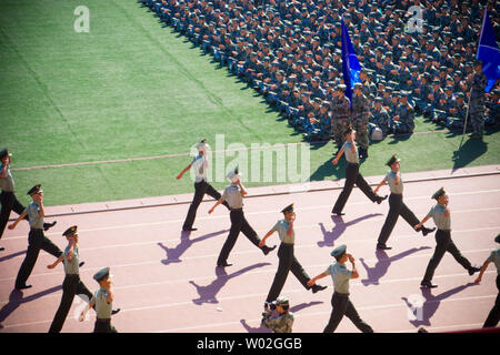 Die militärische Ausbildung von Hunan Universität für Wissenschaft und Technologie Stockfoto