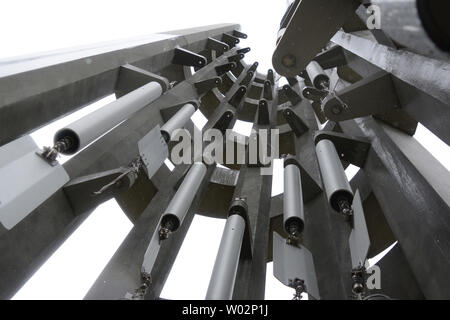 Ein Blick aus dem "Turm der Stimmen" einen 93 Fuß hohen Turm mit acht seiner 40 Glockenspiel für die September 9, Einweihung 2018 am Eingang der Flug 93 Memorial in der Nähe von Shanksville in Pennsylvania am 9. September 2018 Der 93 Meter hohe Turm mit 40 Glockenspiel ist das letzte Stück des Memorial Projekt. Foto von Archie Tischler/UPI Stockfoto