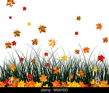 Wiese Hintergrundfarbe mit Schmetterling und Sonne. Alle Objekte werden getrennt. Vektor-Illustration mit Transparenz. EPS-10. Stock Vektor