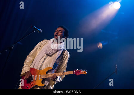 Maribor, Slowenien. 26 Juni, 2019. Tuareg Sänger und Gitarrist Bombino (Omara" Bombino" Moctar) gesehen wird, die auf der Bühne des Festival Fastenzeit Fastenzeit Festival ist das größte Musikfestival in Slowenien. Jeden Sommer von 1993 es ist Hosting Musiker und Künstler aus der ganzen Welt. Credit: SOPA Images Limited/Alamy leben Nachrichten Stockfoto