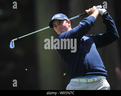 Michael Thompson Laufwerke aus dem 18-T-Stück am ersten Tag der US Open bei den Olympischen Club in San Francisco am 14. Juni 2012. UPI/Kevin Dietsch Stockfoto