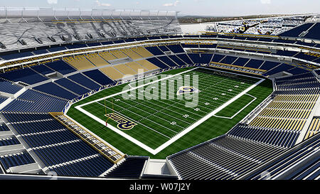 Missouri Gouverneur Jay Nixon's Task Force hat eine neue Runde von Stadion und Eigentum Renderings von HOK in St. Louis am 2. März 2015 veröffentlicht. Die neue Renderings spiegeln Eingang in den vergangenen sieben Wochen aus der NFL und St. Louis Rams erhielt, sowie Stakeholder im Projekt einschließlich Ameren, das Terminal Railroad Association, der US-Armee Korps der Ingenieure und andere. Die Task Force ist die Entwicklung von Plänen für eine Open-air-NFL Stadion Projekt am nördlichen Flussufer in der Innenstadt von St. Louis, dass die neue Heimat für die Rams werden könnten, sowie die damit verbundenen Verbesserungen der Edward Jones Dome und Amer Stockfoto