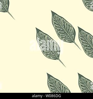 Nahtlose Muster, dunkel grüne, weiße und braune Ficus elastischem Blätter auf hellen Hintergrund Stock Vektor