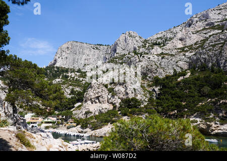 Morgiou Hafen, den Calanques von Marseille, Bouches-du-Rhone, Frankreich Stockfoto