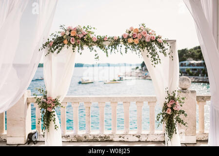 Schöne Hochzeit Dekor auf einer Hochzeit in Kroatien Stockfoto