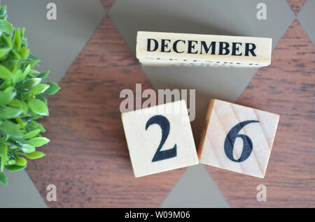 Dezember Monat mit Blatt auf rautenmuster Tabelle für Hintergrund. Stockfoto