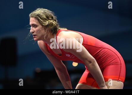 Minsk. Belarus. 27. Juni 2019. Georgina Nelthorpe (GBR) beteiligt sich an der Wrestling Turnier an der 2. europäischen Spiele. Kredit Garry Bowden/SIP-Foto Agentur/Alamy leben Nachrichten. Stockfoto