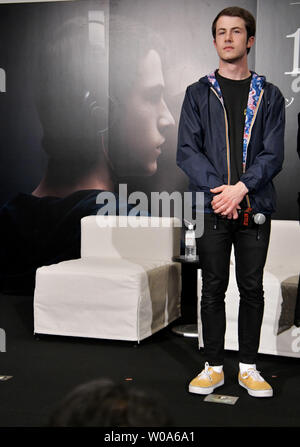 Schauspieler Dylan Minnette ein siebungen Ereignis für das Drama der Netflix "13 Gründe, Warum" in Tokio, Japan am 23. April 2018.????? Foto von keizo Mori/UPI Stockfoto