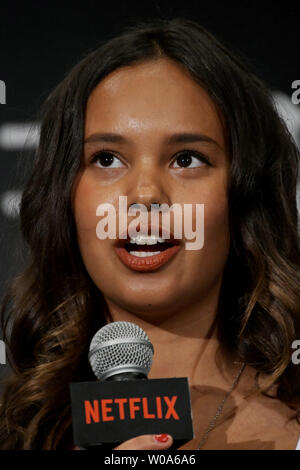 Actess Alisha Boe ein siebungen Ereignis für das Drama der Netflix "13 Gründe, Warum" in Tokio, Japan am 23. April 2018.????? Foto von keizo Mori/UPI Stockfoto