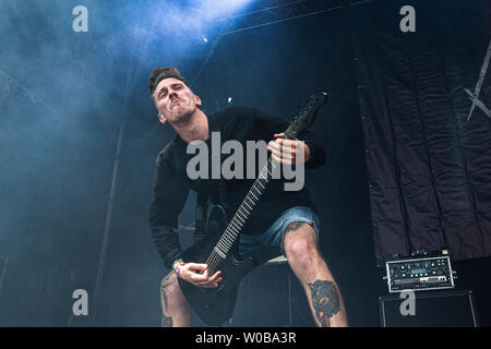 Kopenhagen, Dänemark - Juni 21., 2019. Die dänische Metalcore-band Cabal führt ein Live Konzert während der dänischen Heavy Metal Festival Copenhell 2019 in Kopenhagen. (Foto: Gonzales Foto - Peter Troest). Stockfoto