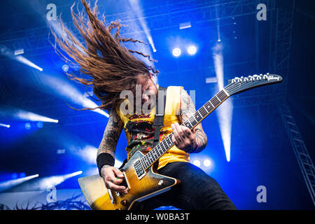 Kopenhagen, Dänemark - Juni 21., 2019. Die dänischen Death Metal Band Baest führt ein Live Konzert während der dänischen Heavy Metal Festival Copenhell 2019 in Kopenhagen. (Foto: Gonzales Foto - Peter Troest). Stockfoto