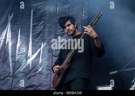 Kopenhagen, Dänemark - Juni 21., 2019. Die dänische Metalcore-band Cabal führt ein Live Konzert während der dänischen Heavy Metal Festival Copenhell 2019 in Kopenhagen. (Foto: Gonzales Foto - Peter Troest). Stockfoto