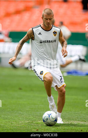 Los Angeles Galaxy David Beckham #23 Aufwärmen vor einem Spiel gegen DC United am RFK Stadium in Washington am 29. Juni 2008. (UPI Foto/Patrick D. McDermott) Stockfoto