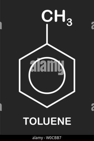 Toluol Formel Abbildung auf dem dunklen Hintergrund Stock Vektor