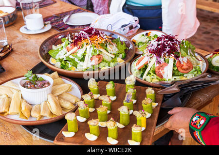 Parwa Gemeinschaft Restaurant, Huchuy Qosqo, das Heilige Tal, Peru, Südamerika Stockfoto