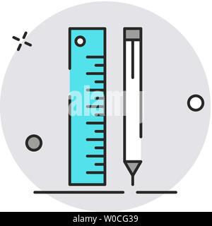 Lineal und Bleistift. Modernes flaches design Stil. Vektor einfache illustration symbol für Web site Seite, Marketing, mobile App, design Element auf Weiß Stock Vektor