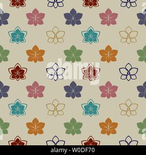 Nahtlose Muster mit Orchideenblüten vector Hintergrund Stock Vektor