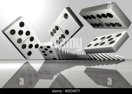 3D-Rendering aus einer Reihe von fallende Dominosteine Stockfoto
