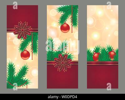 Weihnachten vector Template mit geschmückten Weihnachtsbaum Niederlassungen für Flyer, Karten, Einladungen, etc. Stock Vektor