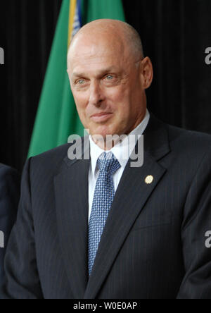 Us-Finanzminister Henry Paulson posiert für ein Foto auf das Finanzministerium in Washington am 19. Oktober 2007. (UPI Foto/Alexis C Glenn) Stockfoto