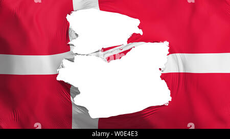 Tattered Dänemark Flagge, weißer Hintergrund, 3D-Rendering Stockfoto