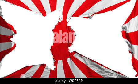 Zerstörte Japan Rising Sun war Flagge, weißer Hintergrund, 3D-Rendering Stockfoto