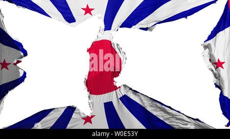 Zerstörte Japan amerikanische Flagge, weißer Hintergrund, 3D-Rendering Stockfoto