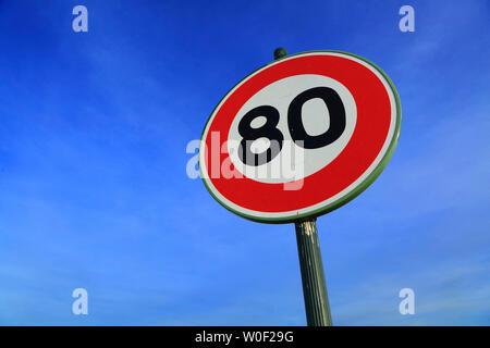 Frankreich, Panel 80 km pro Stunde Stockfoto