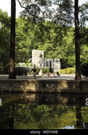 Eine Statue von Präsident Theodore Roosevelt auf Theodore Roosevelt Island National Memorial ist in Arlington, Virginia, am 12. Juli 2009 gesehen. (UPI Foto/Roger L. Wollenberg) Stockfoto