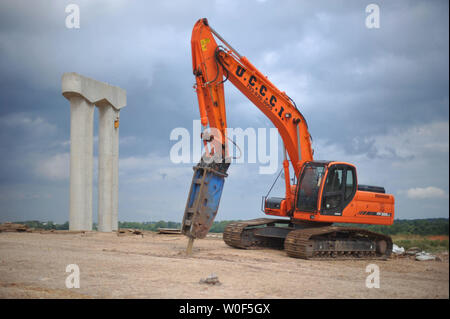 Die MD-Rt. 200, Intercounty Connector, Baustelle in der Nähe der Autobahn 95 ist in Maryland am 2. August 2009 gesehen. Das Konjunkturpaket hat erlaubt, sich auch weiterhin für den Transport solcher Projekte beginnen. UPI/Kevin Dietsch Stockfoto