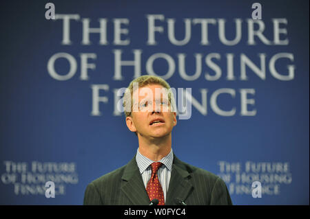 HUD Sekretär Shaun Donovan spricht auf einer Konferenz über die Zukunft der Housing Finance an der Treasury Department in Washington am 17. August 2010. UPI/Kevin Dietsch Stockfoto