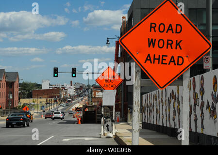 Bau des Straßenbahn-Projekt ist unterwegs auf H Straße des Atlas Bezirk im Nordosten Washington am 4. September 2010. UPI/Alexis C Glenn Stockfoto