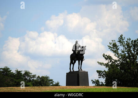 Ein Denkmal für Stonewall Jackson, eine verbündete General während des Bürgerkrieges, ist auf Henry Hill auf den ersten Manassas Battlefield in Manassas, Virginia am 17. Juli 2011 gesehen. Donnerstag, 21. Juli 2011 den 150. Jahrestag der ersten großen Schlacht des Bürgerkriegs markieren wird, der Schlacht von Bull Run, kämpften in Manassas Battlefield. UPI/Kevin Dietsch Stockfoto