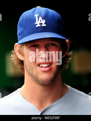 Los Angeles Dodgers Clayton Kershaw ist vor dem Schwindler Spiel gegen die Washington Nationals an den Angehörigen Park in Washington am 5. September 2011 gesehen. UPI/Kevin Dietsch Stockfoto