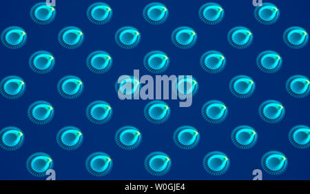 Abstrakte Muscheln auf blauem Hintergrund. Meer Ozean Shell Pattern Stockfoto